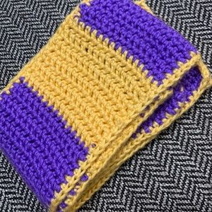 Unisex Yellow Gold & Purple crochet scarf